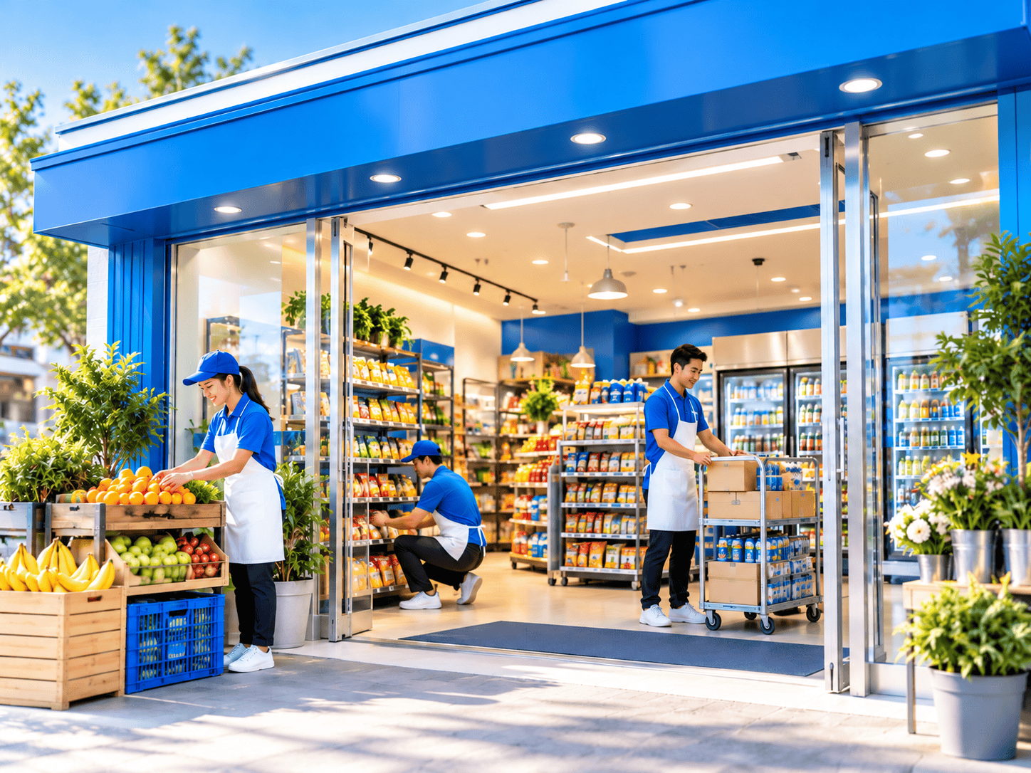 Retail store preparing before opening